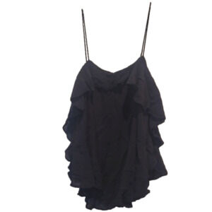 Free People Intimately Black Spaghetti Strap Ruffle Tier Flowly Top Size XS